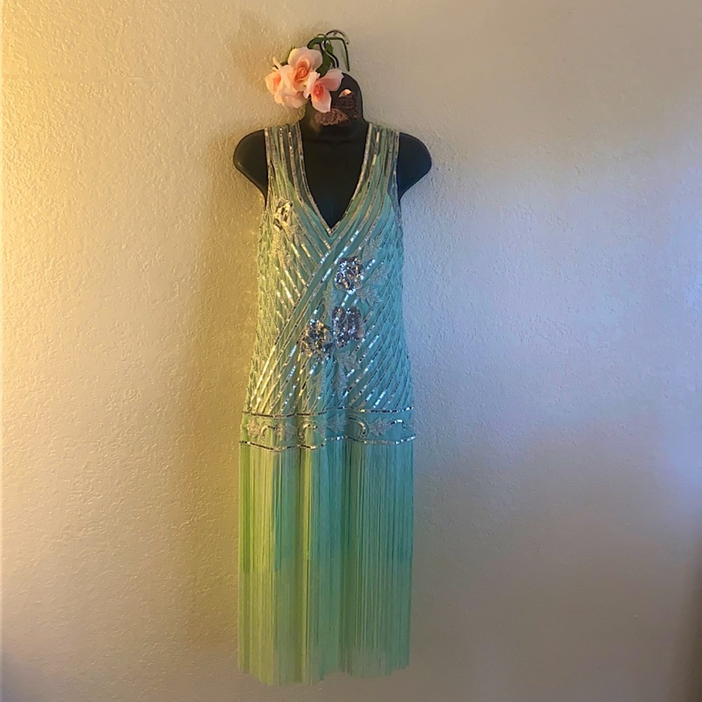 Women’s dress teal with sequins